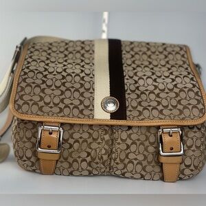 Coach Mini C’s Signature Voyager Khaki Crossbody Messenger Bag w/COA.